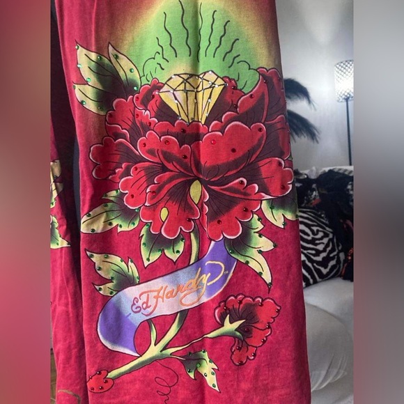Ed Hardy fringed shawl scarf - Picture 2 of 5
